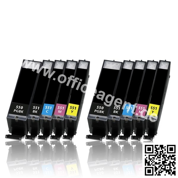10er Sparset (kompatibel zu PGI-550PGBK/CLI-551BK/C/M/Y)