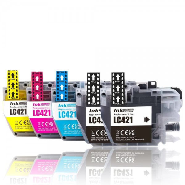 5er SparSet, kompatibel zu BROTHER LC421 mit Chip